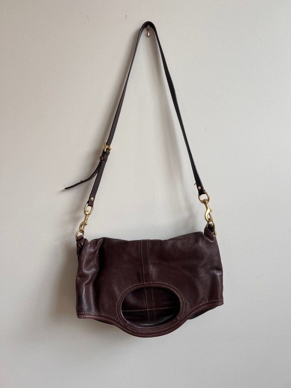 Coach Brown Leather Convertible Shoulder Bag Tote | Pink Lining | Brass Hardware - Picture 1 of 16